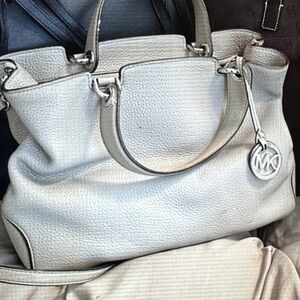 Michael Kors Pebbled Leather Satchel in gray